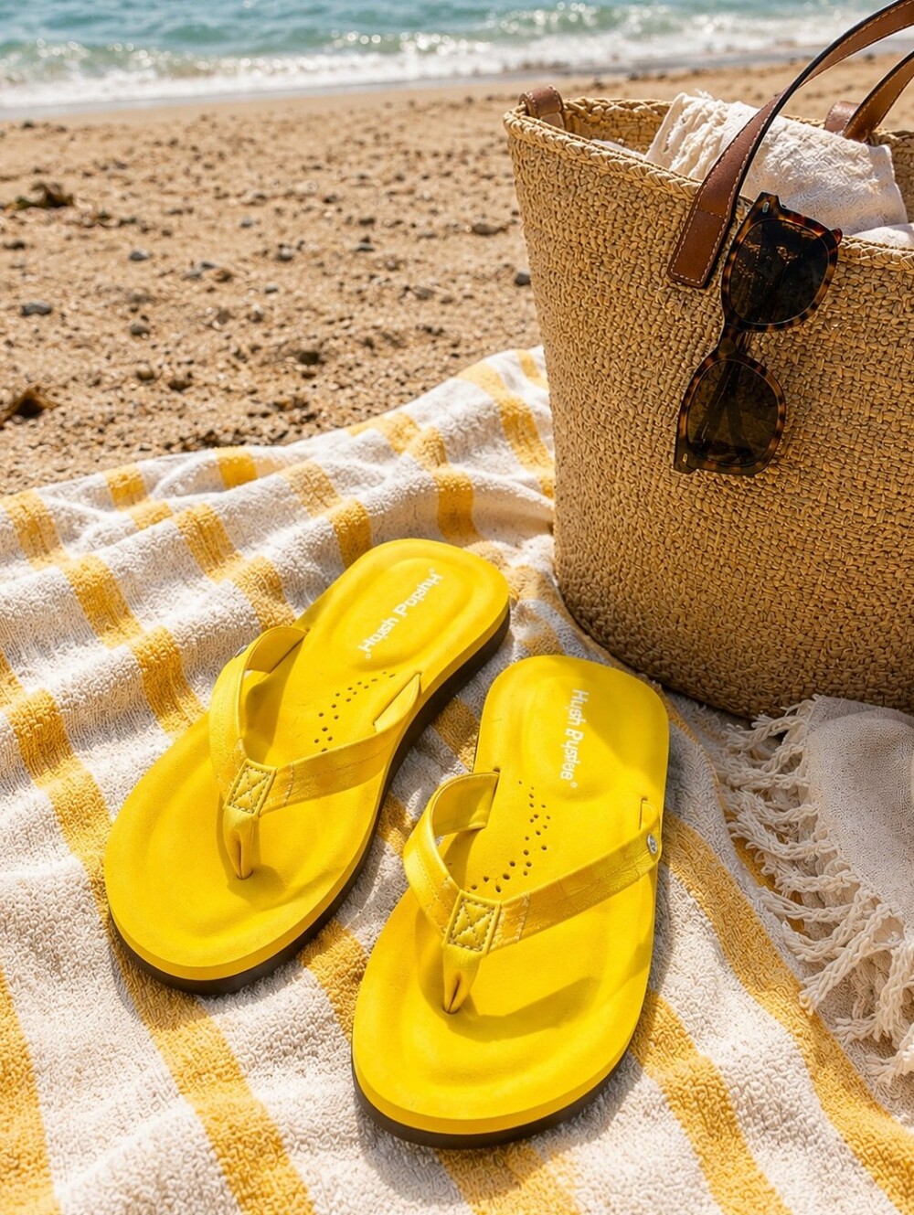 Hush Puppies "Bright Gels" Wedged Sandals 7.5